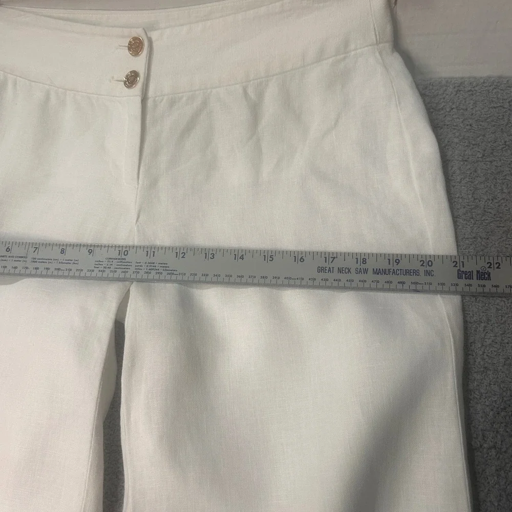 Michael Kors Linen Wide Leg Pants 4 White Coastal Old Money Quiet Luxury